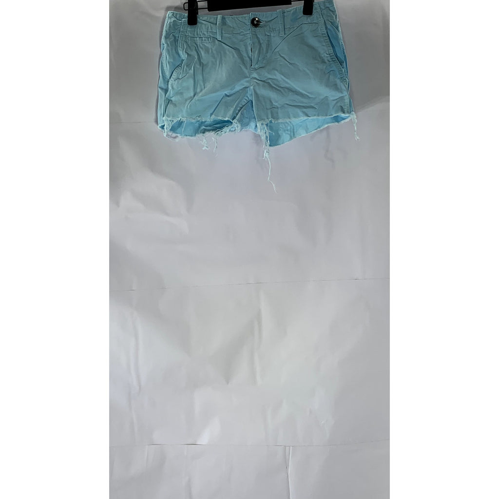 GAP Women's Light Blue Raw-Hem Regular-Fit Shorts SZ 0