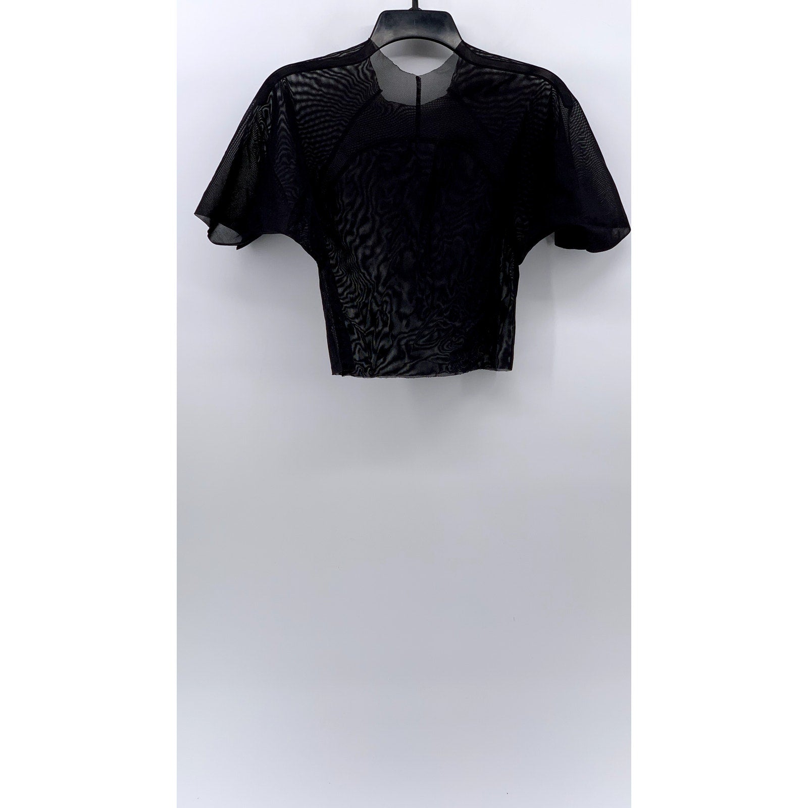 UNBRANDED Women's Black Mesh Crewneck Short Sleeve Top SZ S