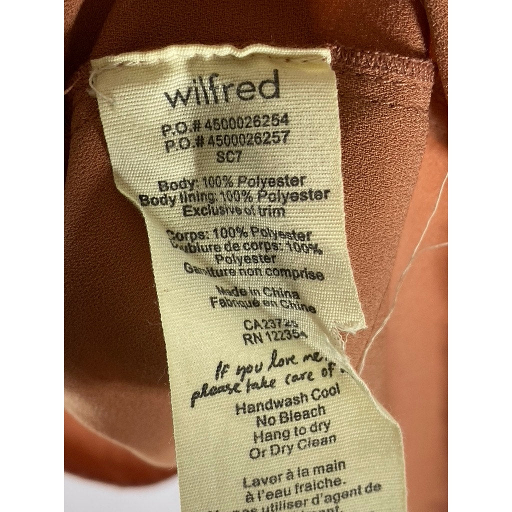 WILFRED Women's Rust Scoop-Neck Back-V Sleeveless Mini Dress SZ 8