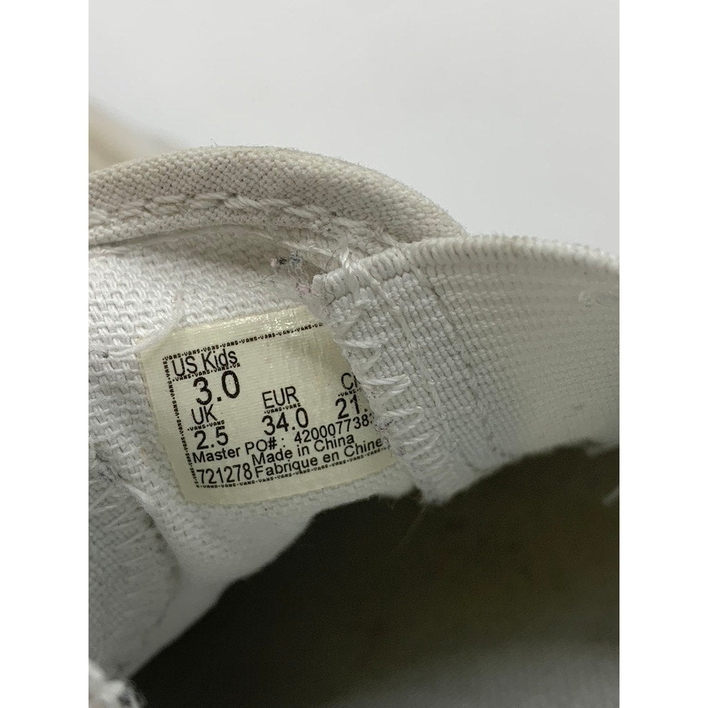 VANS Unisex Kids White Canvas Classic Slip-On Sneakers SZ 3