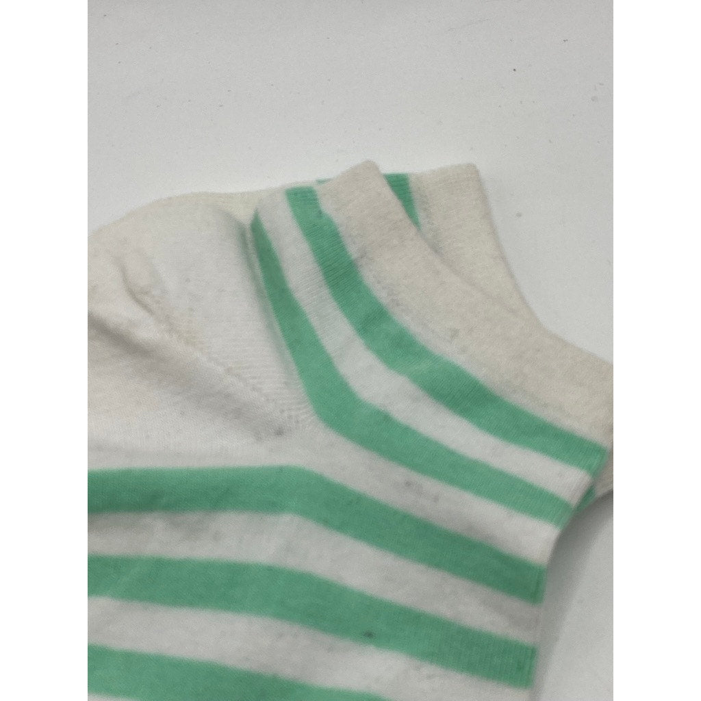 MEMOI Women's White-Green Classic Stripe Low Cut Socks SZ OS