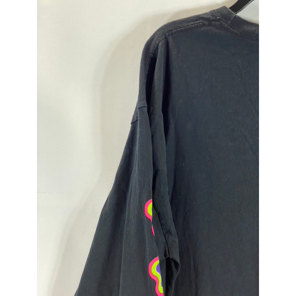 GOLF WANG Men's Black Crewneck Flower Print Long Sleeve T-Shirt SZ 2XL