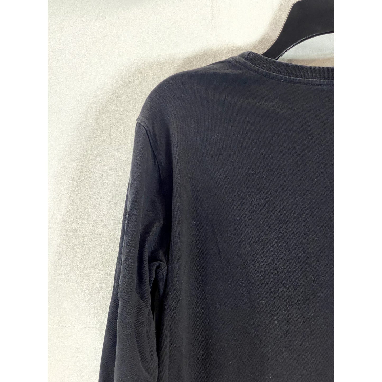 AMERICAN GIANT Men's Solid Black Crewneck Logo Long Sleeve Shirt SZ L