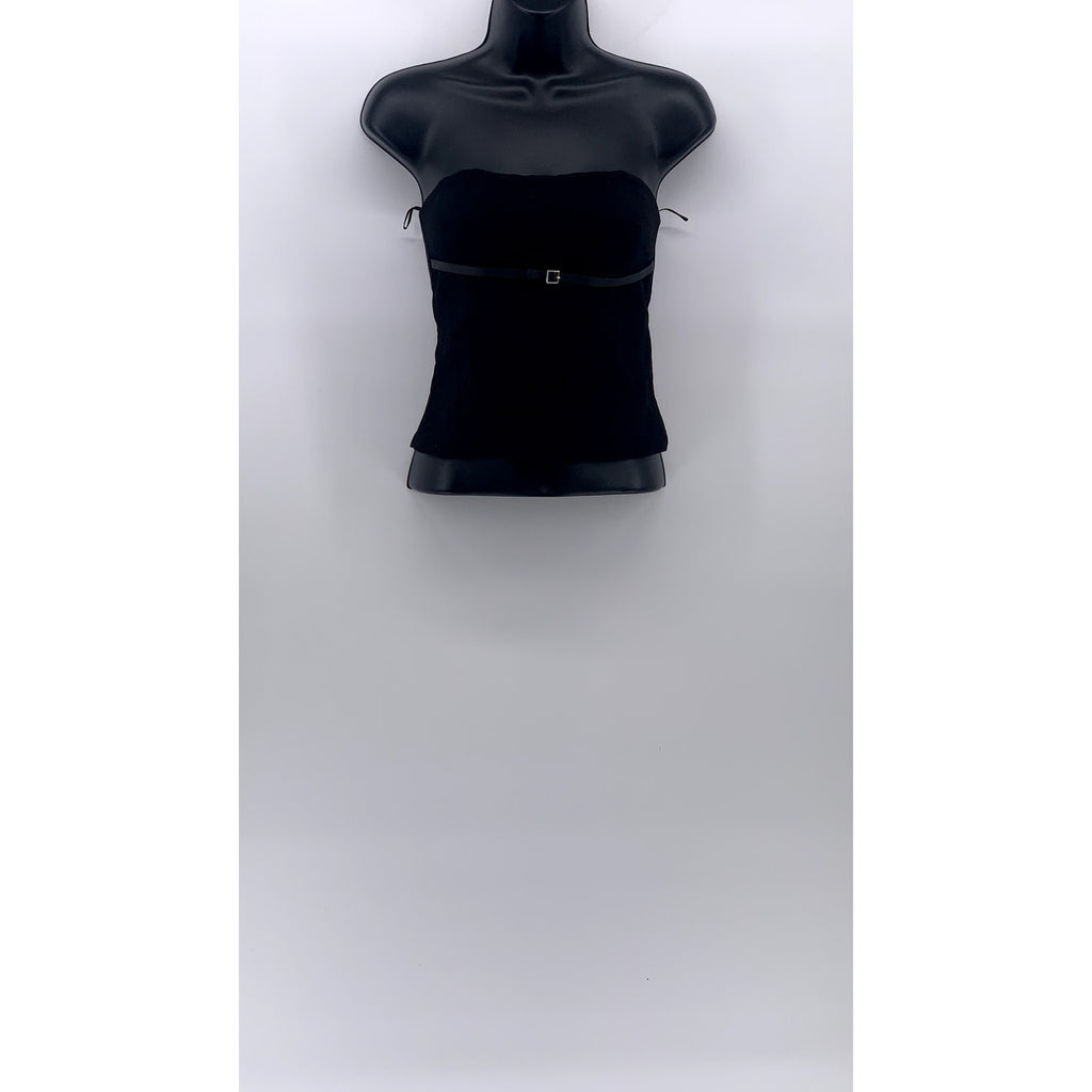 ZARA Women's Black Buckle Strap Open-Back Strapless Top SZ XS