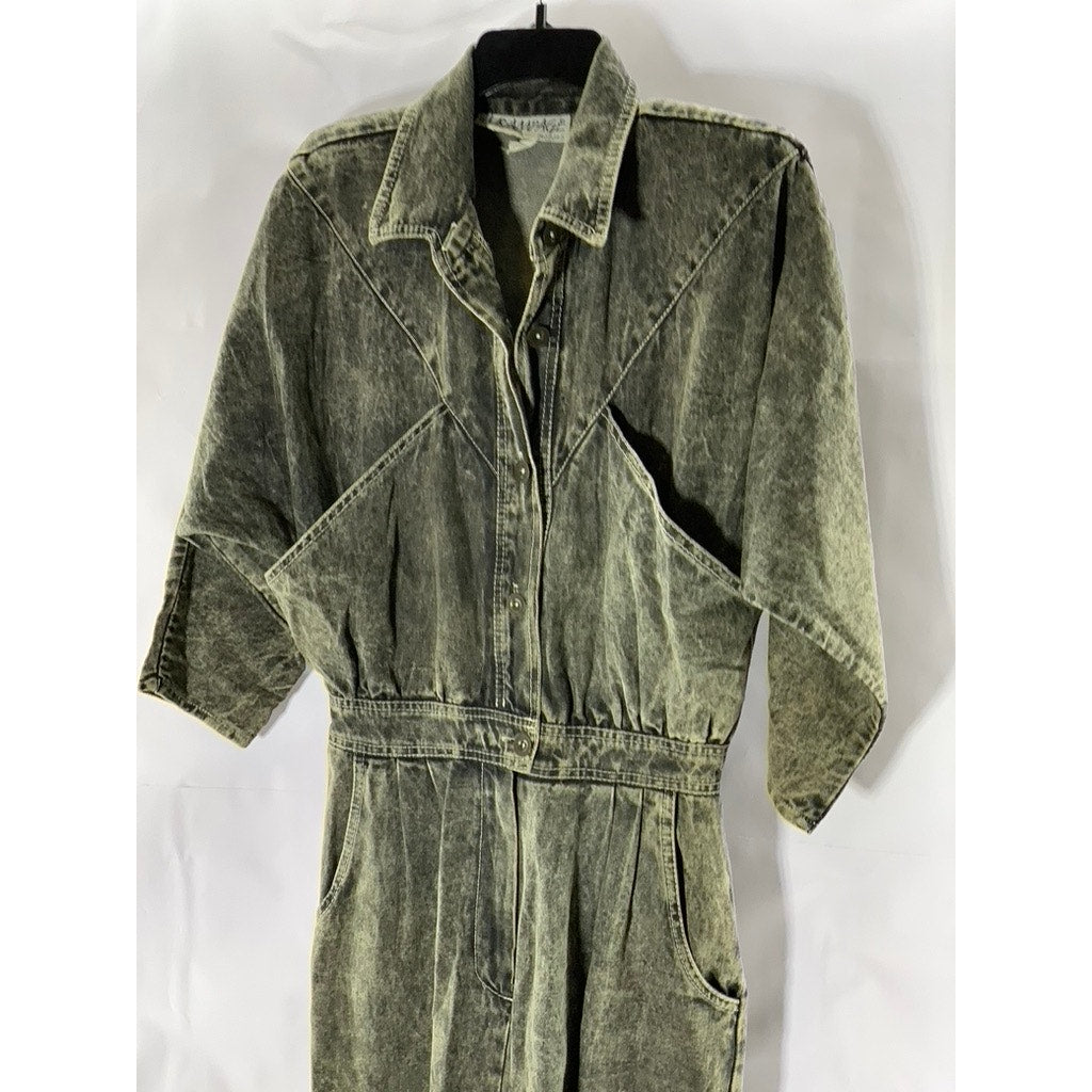 RAMPAGE Women's Washed Black Denim Button-Front Long Sleeve Mini Dress SZ 11
