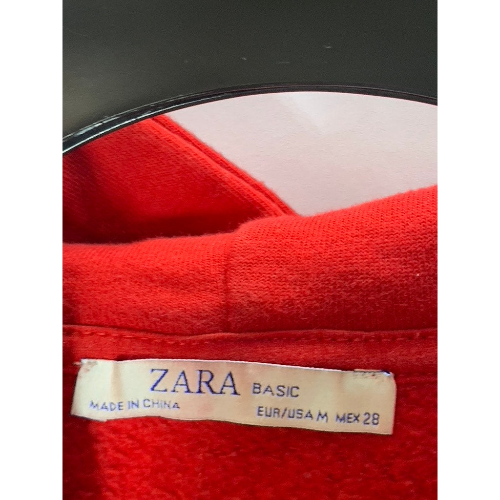 ZARA BASICS Women's Red Solid Pullover Hoodie SZ M