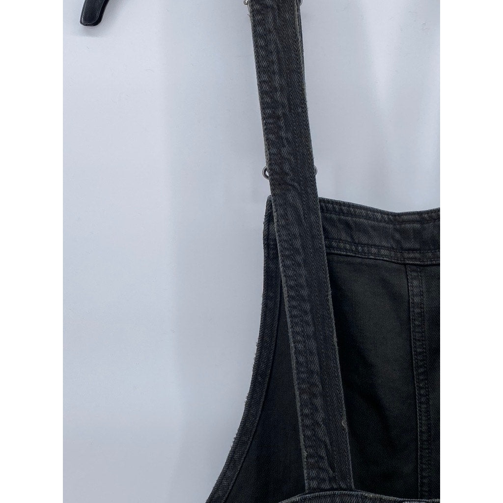 AERIE Women’s Black Denim Adjustable Strap Straight-Leg Overalls SZ XS