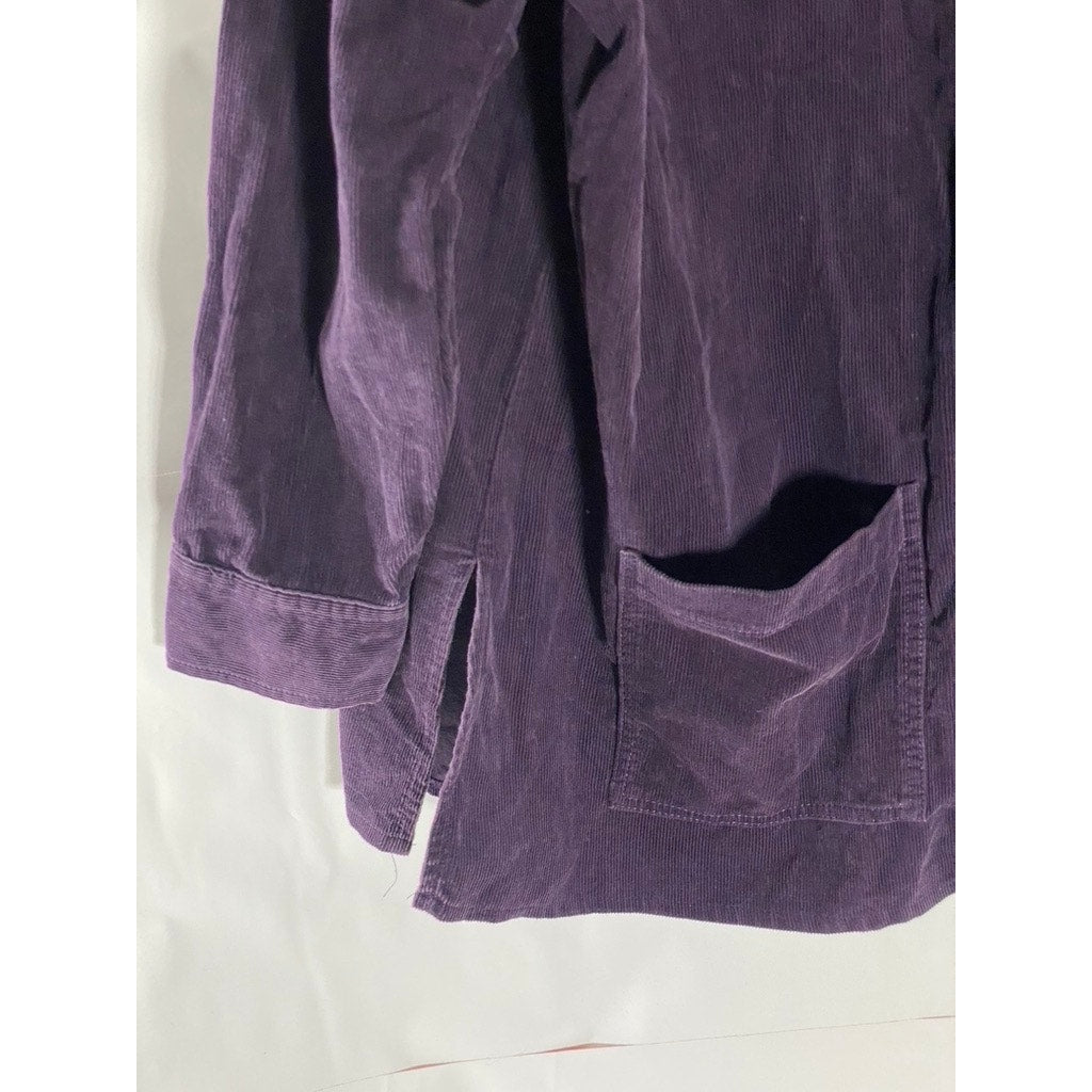 WOOLSWORTHS Women's Dark Purple Four-Pocket Button-Up Long Sleeve Top SZ 16(L)