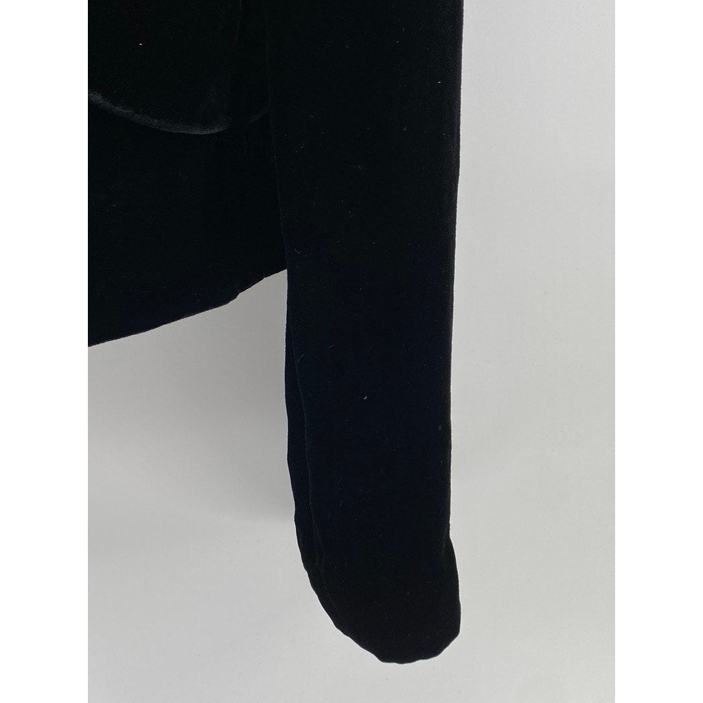 BCBGMAXAZRIA Women's Black Velour Single-Button Long Sleeve Blazer SZ L