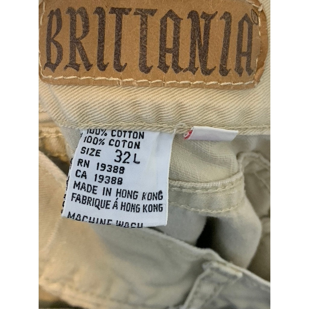 BRITTANIA Women's Tan Five-Pocket Wide-Leg Jeans SZ 32