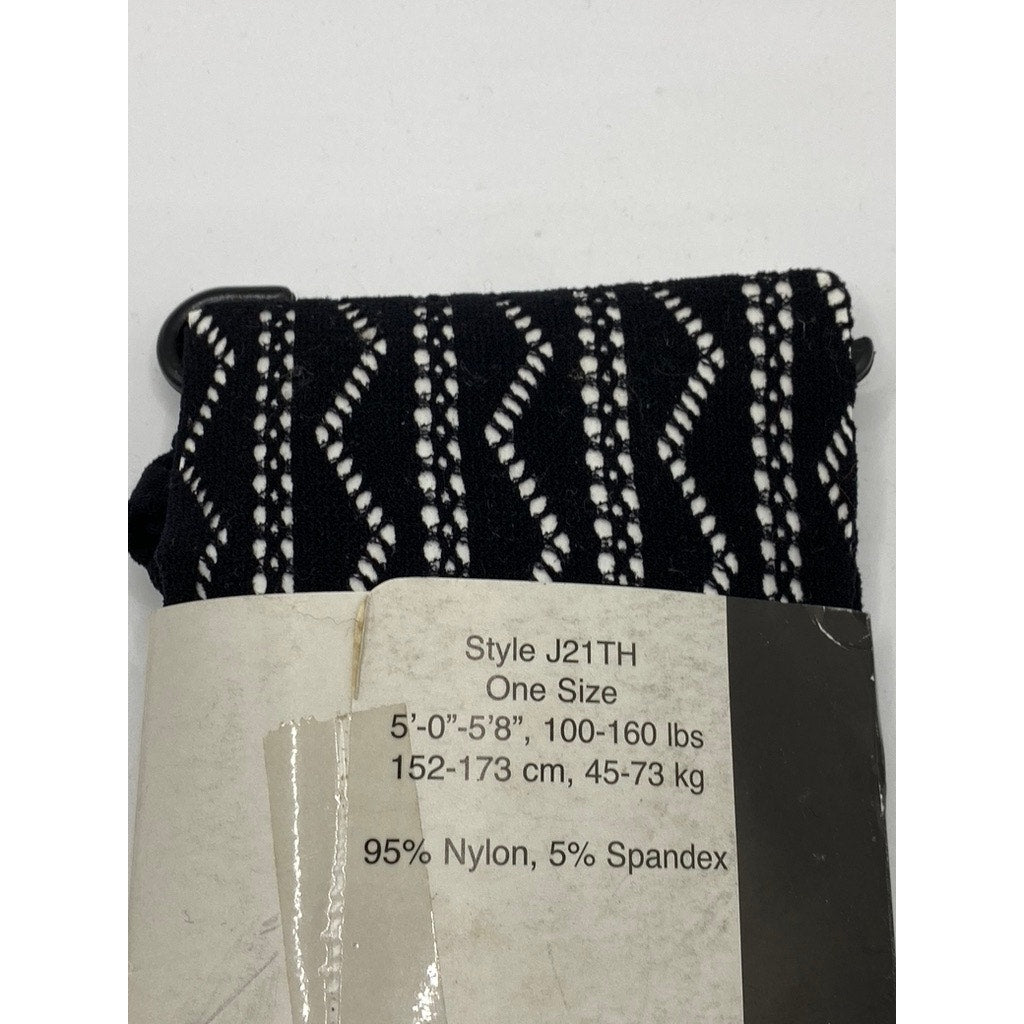FOOT TRAFFIC Women's Black Cutout Stretch Pull-On Knee High Socks SZ OS