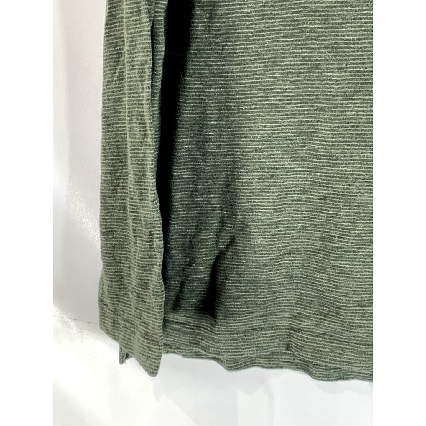 LANDS' END Men's Green Striped Crewneck Long Sleeve T-Shirt SZ XL