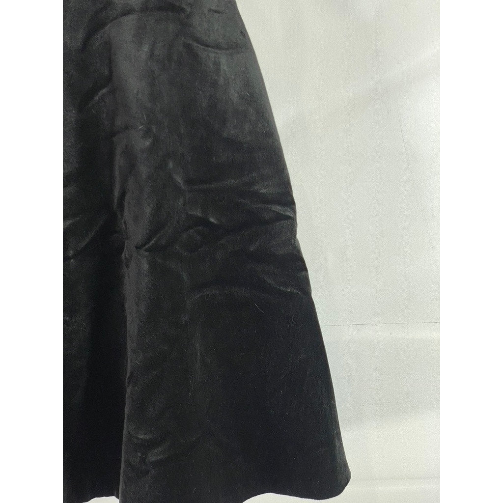 TED BAKER LONDON Women's Black Velvet Celeena Queen Bee Ruffle Dress SZ 0 (US2)