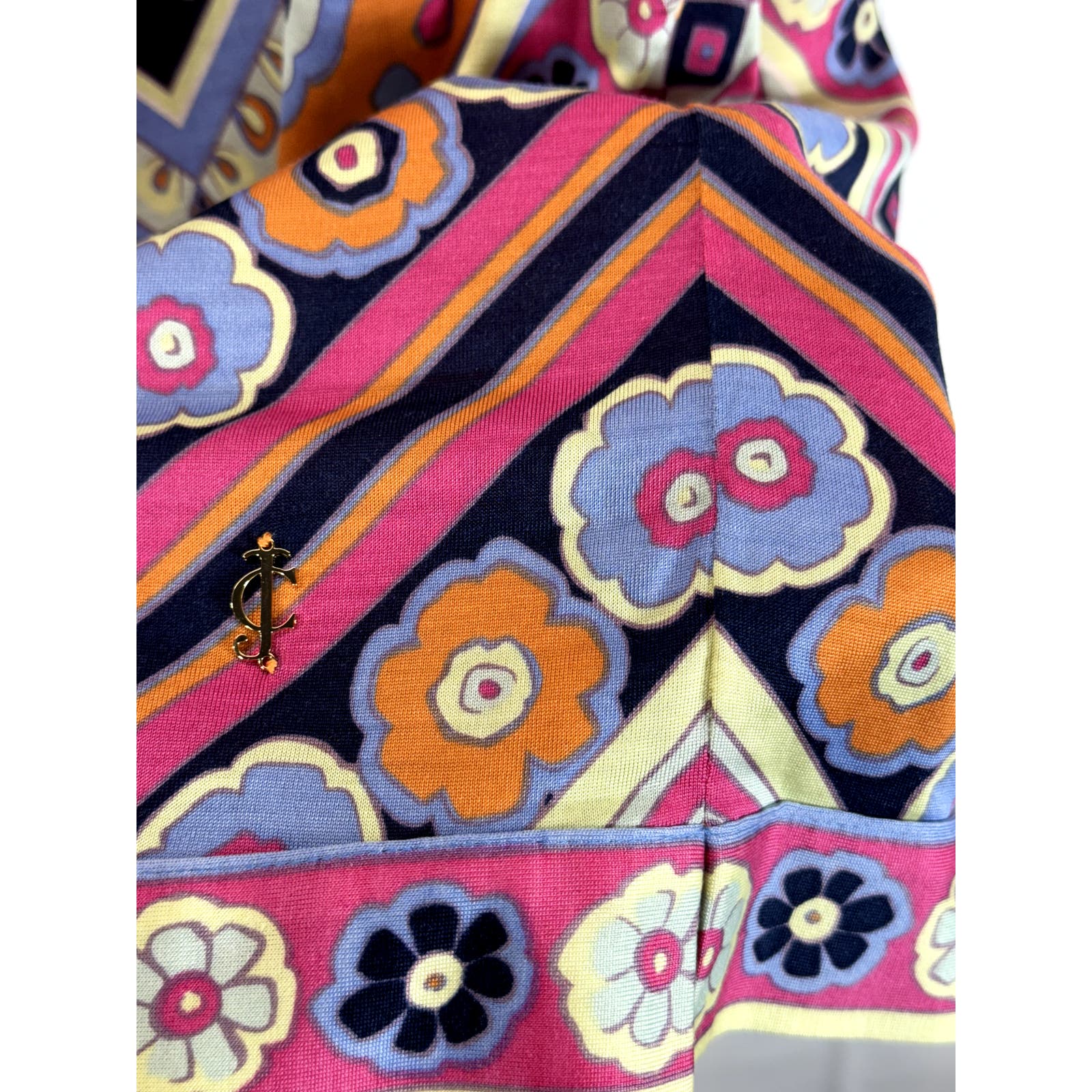 JUICY COUTURE Women's Orange Multi Diamond Floral Silk Sleeveless Mini Dress SZS