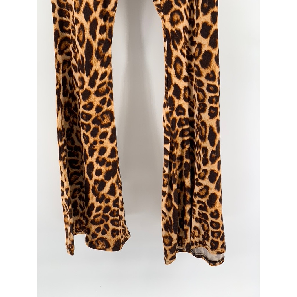 GOT STYLE USA Women's Brown Animal Print Wide-Leg Pants SZ L