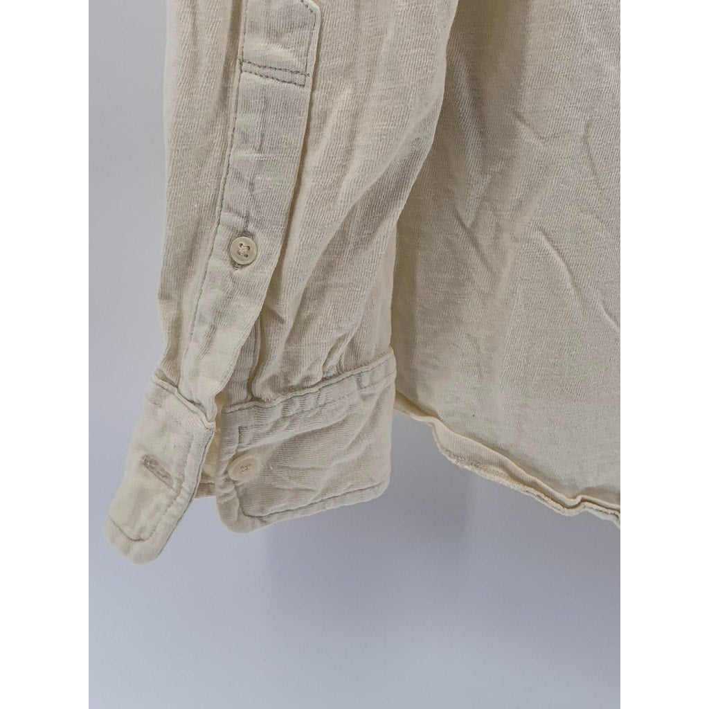 J.CREW Men's Off-White Garment Dyed Button-Up Long Sleeve Shirt SZ L