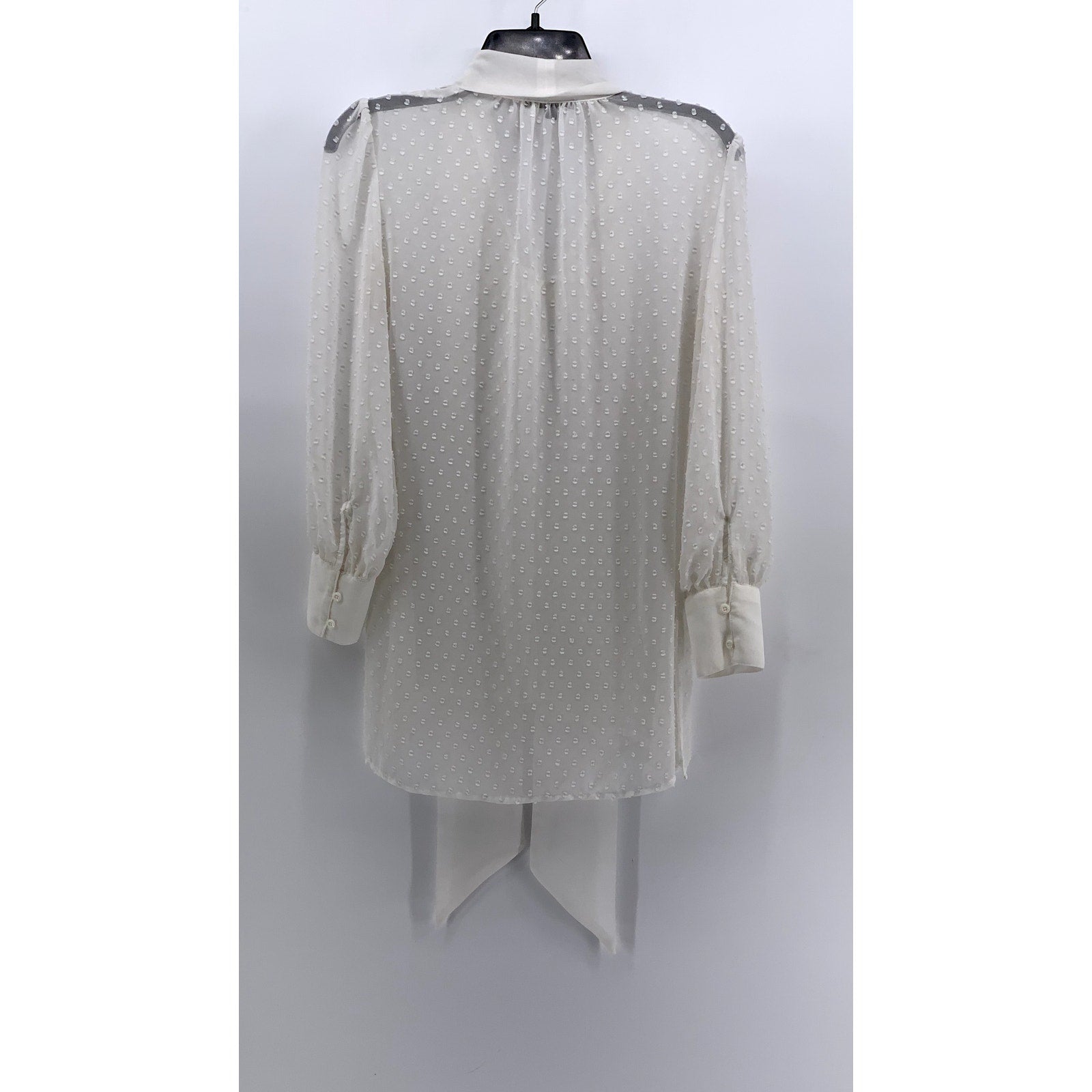ADRIANNA PAPELL Women's White Textured Dot Long Sleeve Top SZ XS