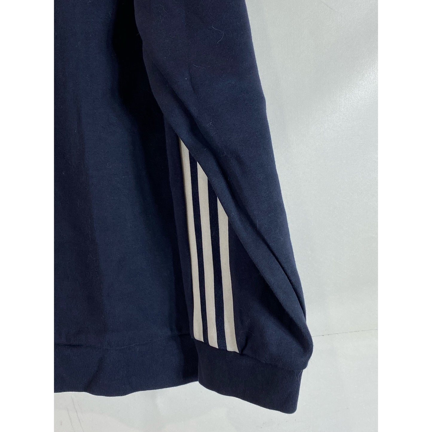 ADIDAS Men's Navy/White Crewneck Linear Pullover Sweatshirt SZ M