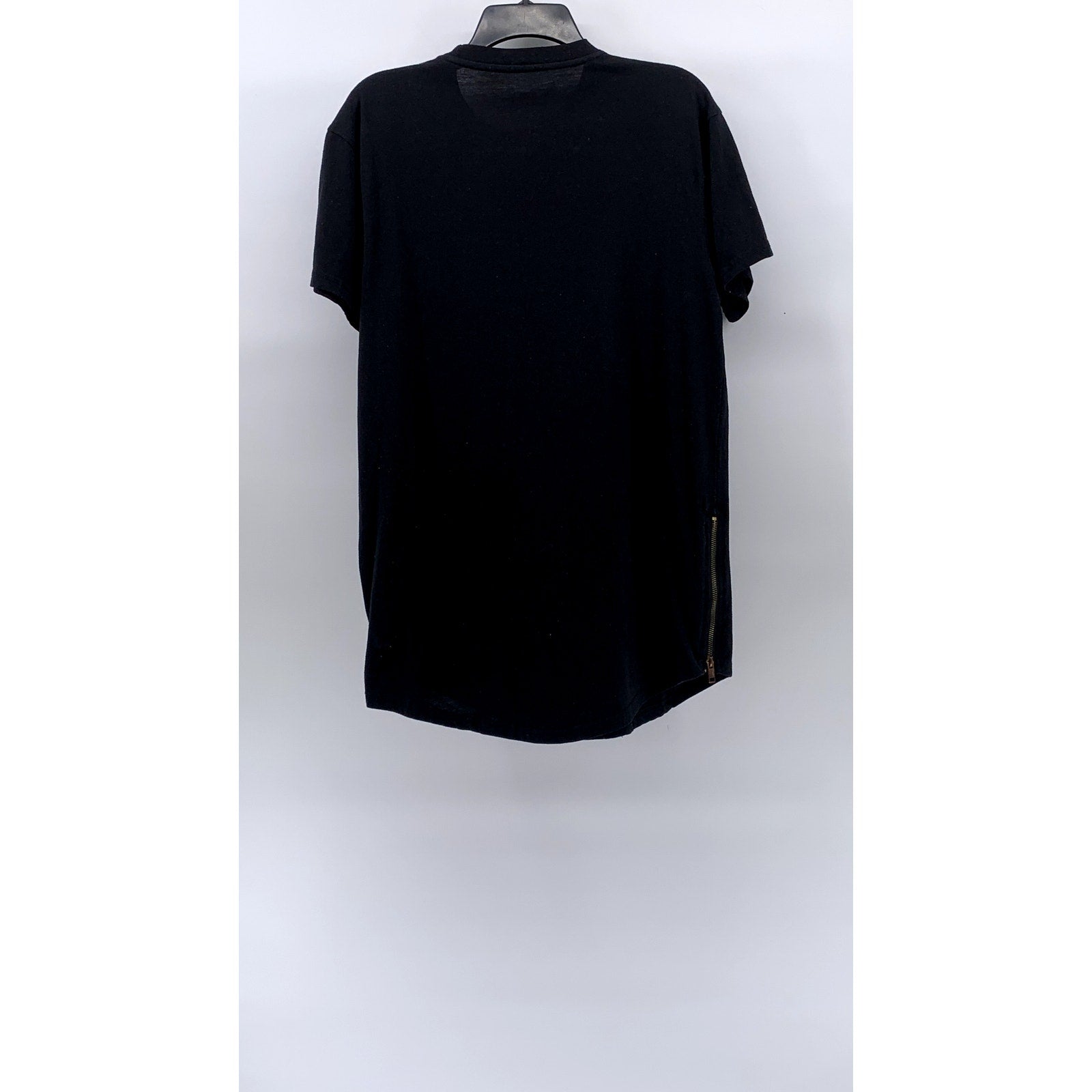 BLEECKER & MERCER Men's Black Crewneck Long Scoop Bottom Zipper-Hem T-Shirt SZ L