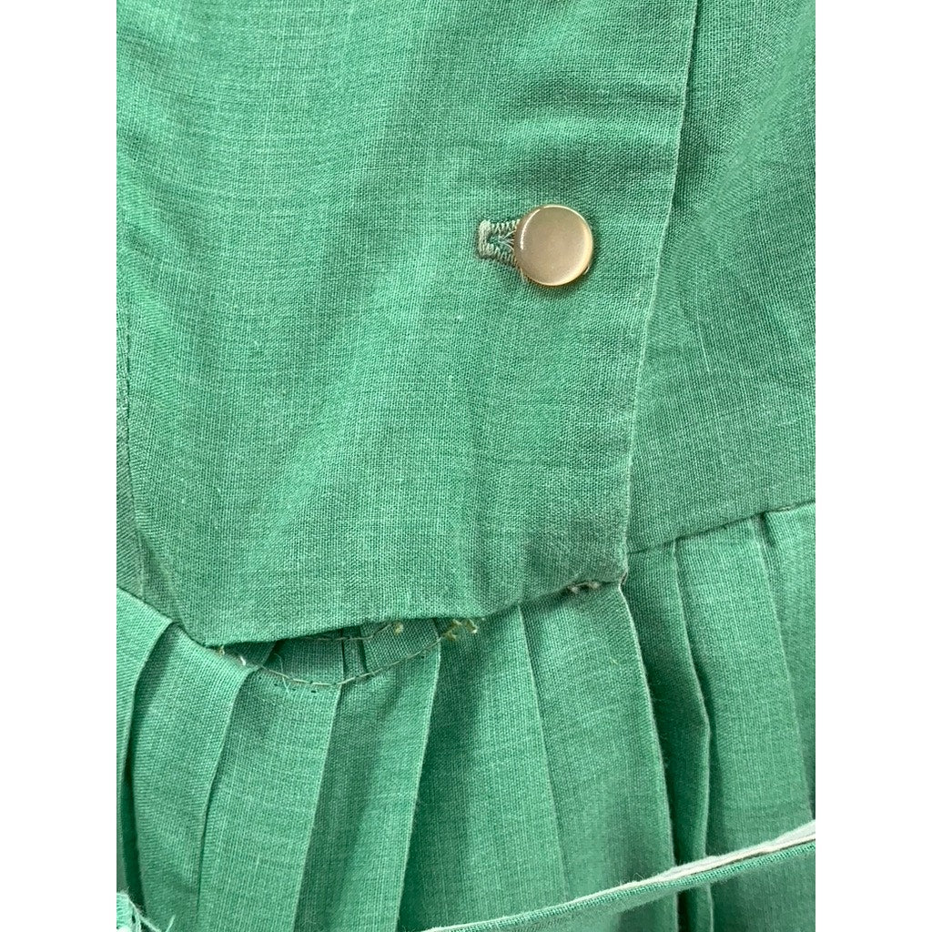 UNBRANDED Women's Green Knit Trim Sleeveless Belted Fit & Flare Midi Dress SZ 2
