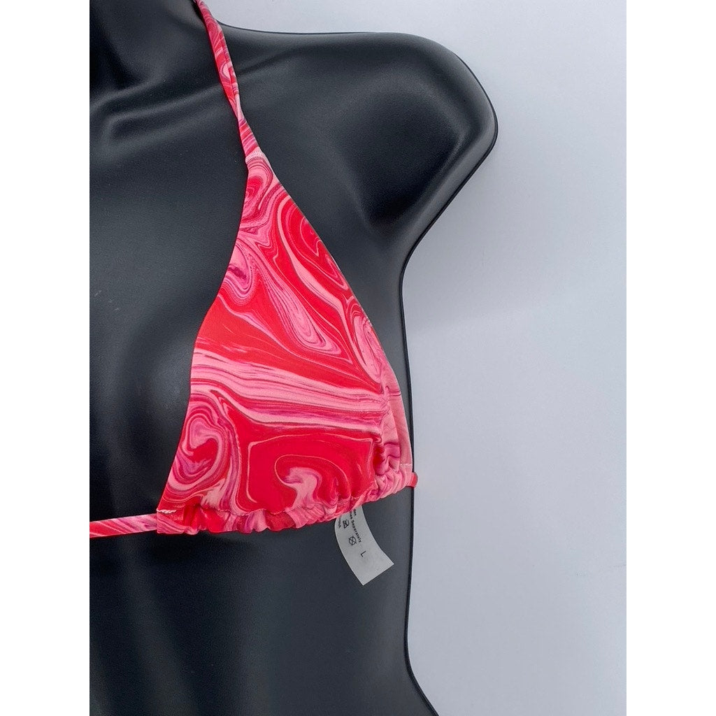 SHEIN Women's Pink Swirl Print Spaghetti Strap Swim Top SZ L