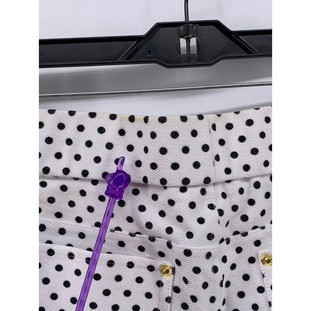 UNBRANDED Women's White-Black Polka Dot Slim Leg Pants SZ S