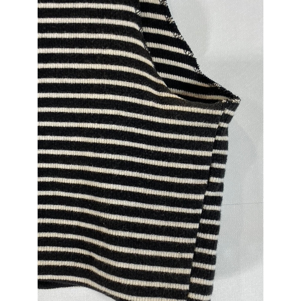 ZARA TRAFALUC Collection Women's Black-White Striped Halter Crop Top SZ S