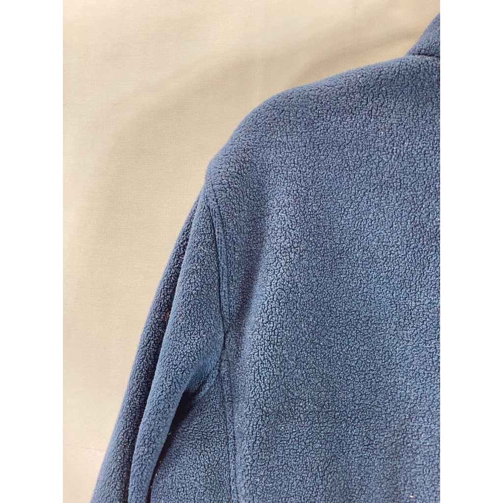 CHAMPION Men's Blue Fleece Script Logo Stand-Collar Zip-Up Jacket SZ S