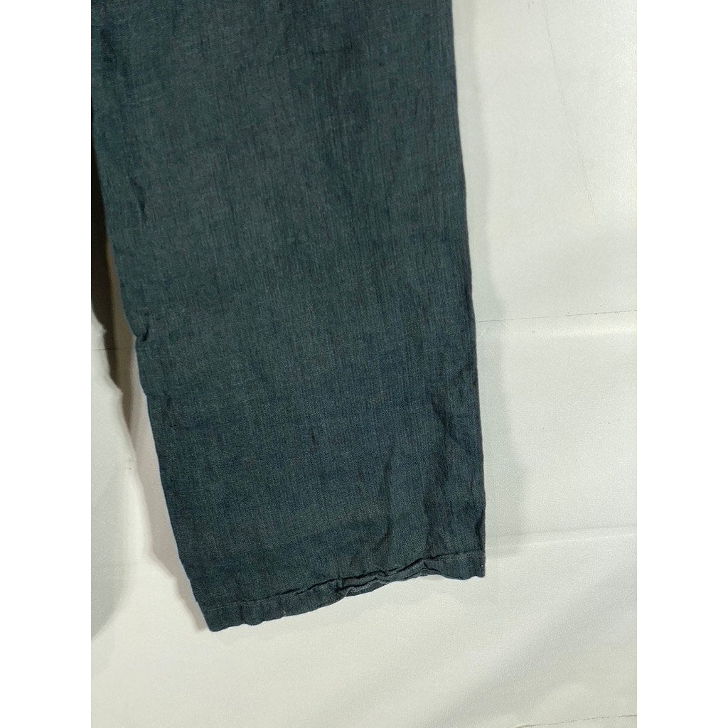 SUSANNA DAVIS Women's Blue Pure Linen Wide-Leg Pant SZ S