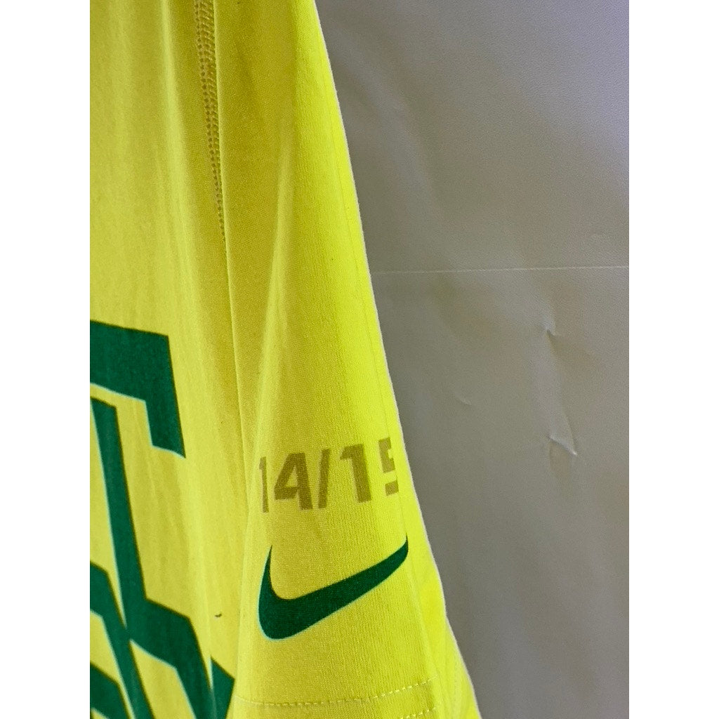 NIKE Men's Yellow/Green Dri-Fit  Pit Crew Logo Crewneck Short Sleeve T-Shirt SZS