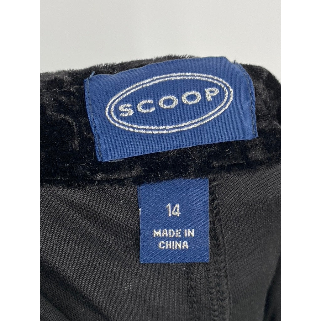 SCOOP Women’s Black Crushed Velvet Super High-Rise Skinny Pant SZ 14