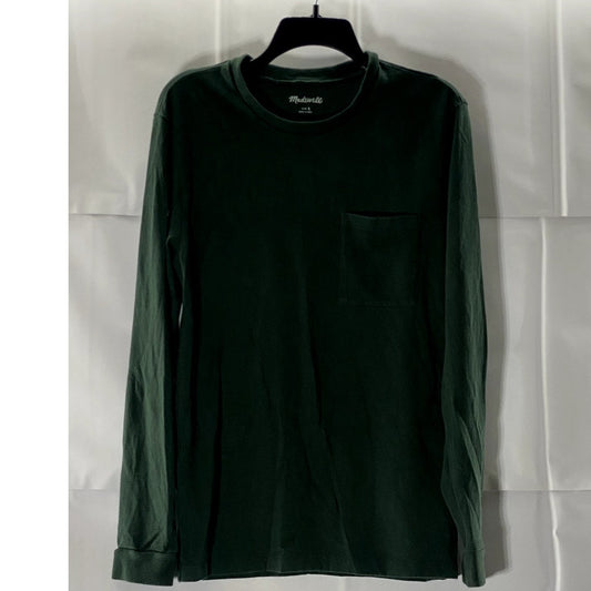 MADEWELL Men's Dark Green Crewneck Relaxed-Fit Organic Cotton T-Shirt SZ S