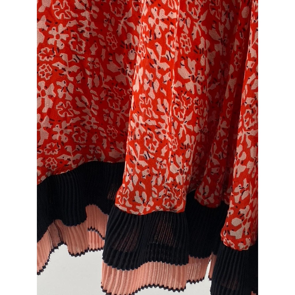 DEREK LAM 10 CROSBY Women's Orange Floral Layered Sleeveless Halter Dress SZ 0