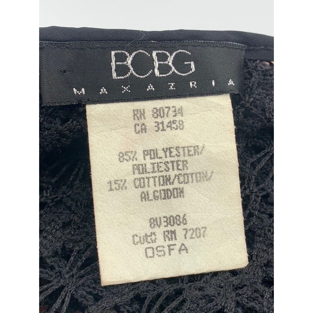 BCBGMAXAZRIA Women's Black Mesh Side-Tie Midi Swim Cover-Up Skirt SZ OS