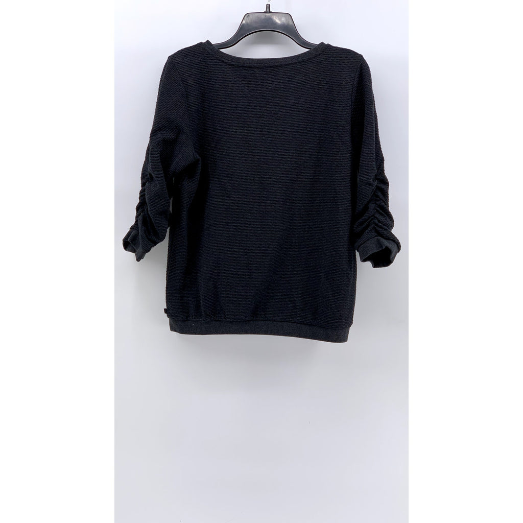 DENIM TOM TAILOR Women's Black Textured Crewneck Top SZ L
