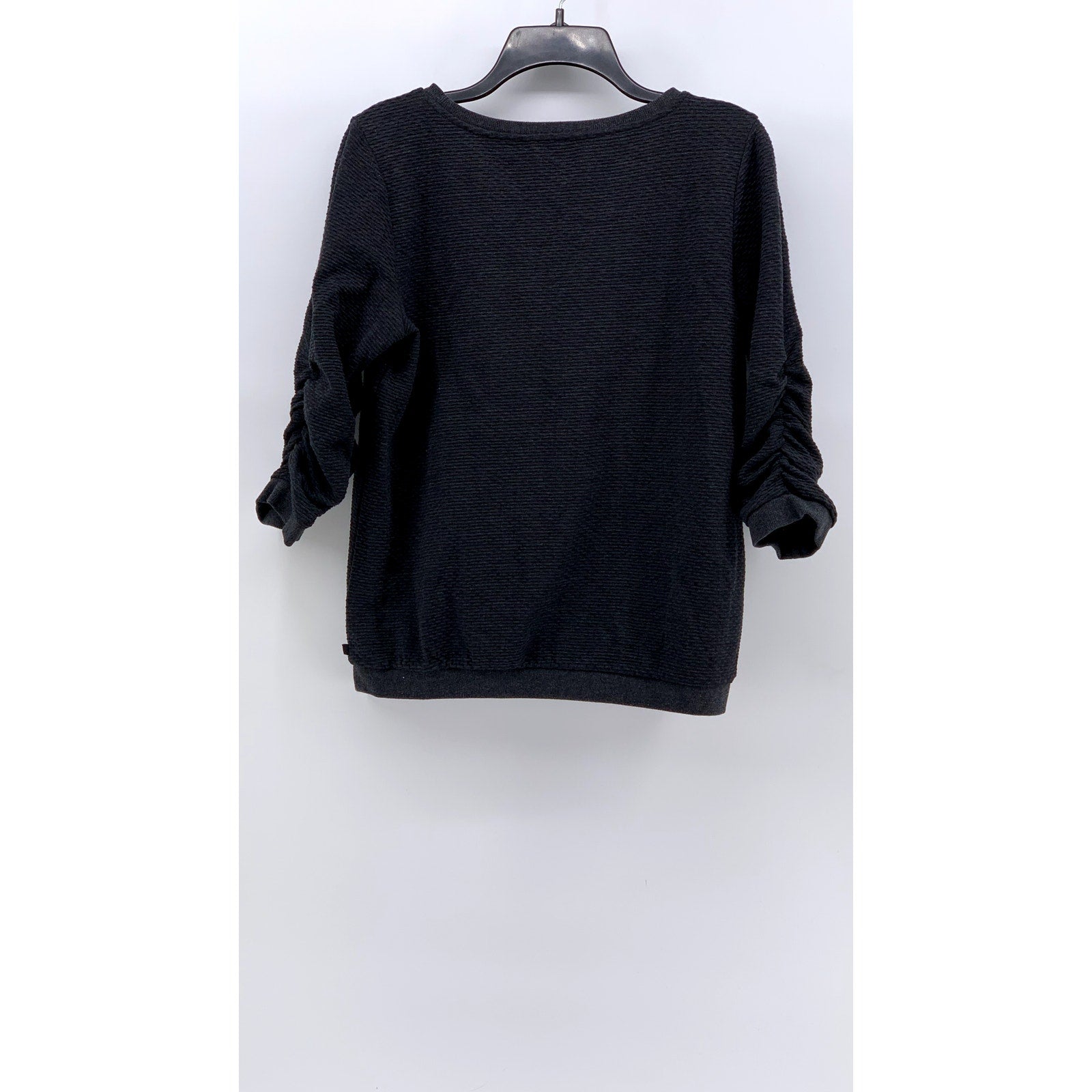 DENIM TOM TAILOR Women's Black Textured Crewneck Top SZ L