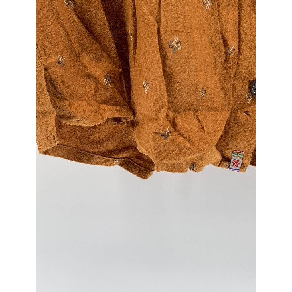 SHERPA ADVENTURE GEAR Men's Orange Printed Short Sleeve Button-Up Shirt SZ XL