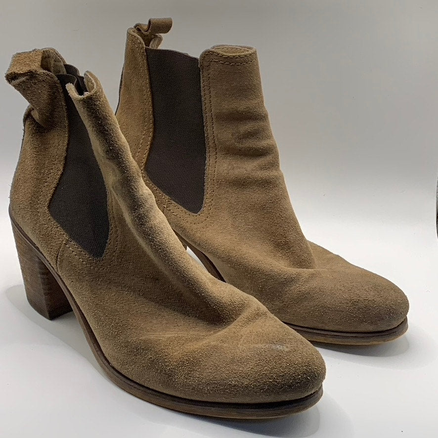 UNBRANDED Women's Brown Suede Round Toe Block Heel Ankle Bootie SZ 40 US 9