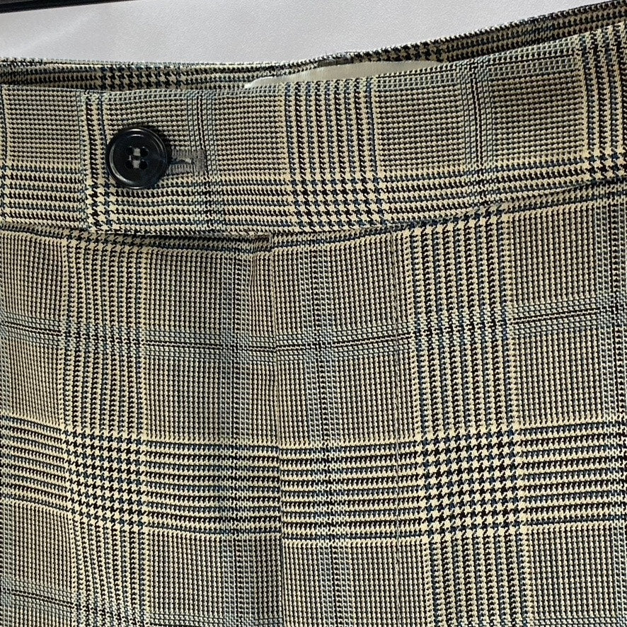 & OTHER STORIES Women's Tan-Gray Plaid Straight Wide-Leg Dress Pant SZ 34(US4)