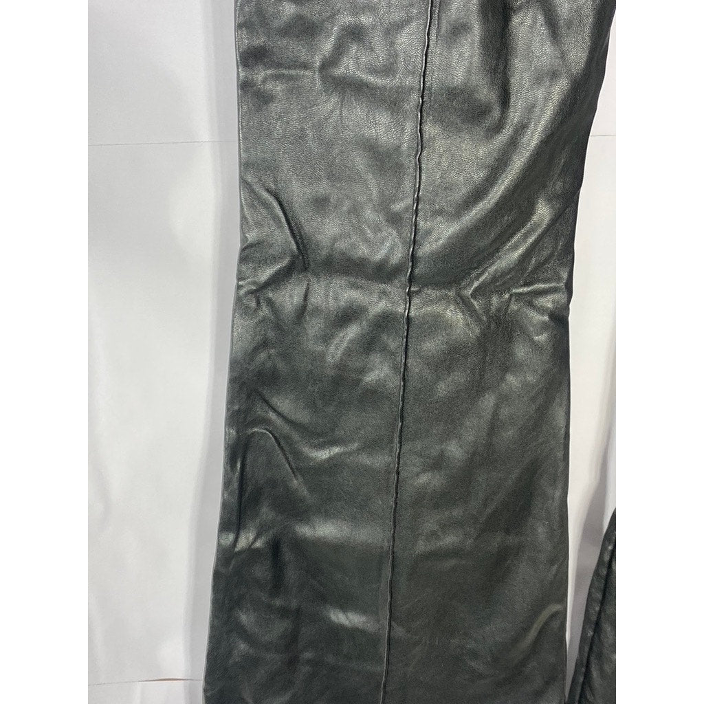 PRINCESS POLLY Women's Black Solid Braden Faux-Leather Wide-Leg Pull-On Pant SZ6