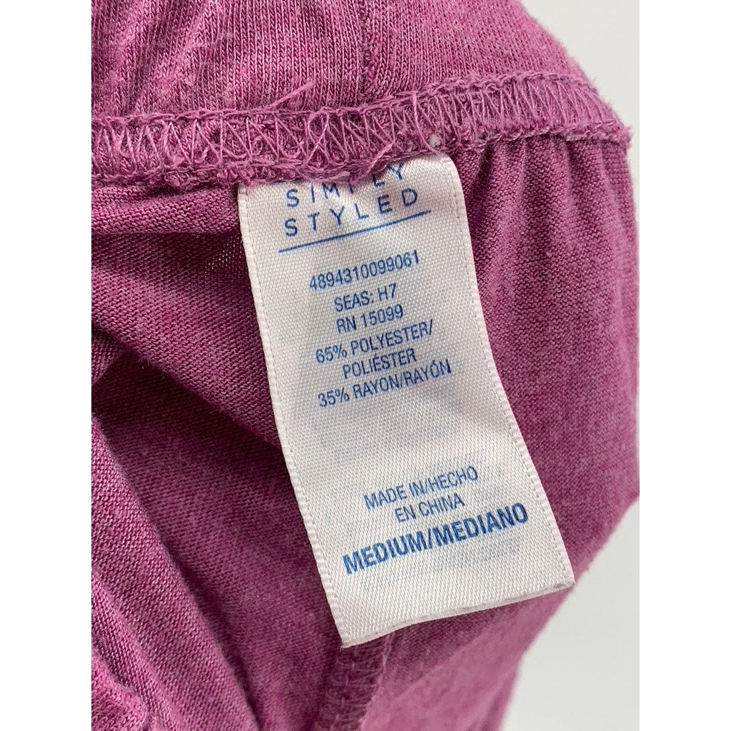 SIMPLY STYLED Women's Relaxed Magenta Straight Leg Stretch Waistband Pants SZ M