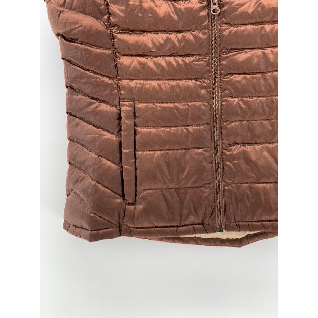 BERNARDO GOOSE DOWN Women's Brown Puffer Zip-Up Jacket SZ S