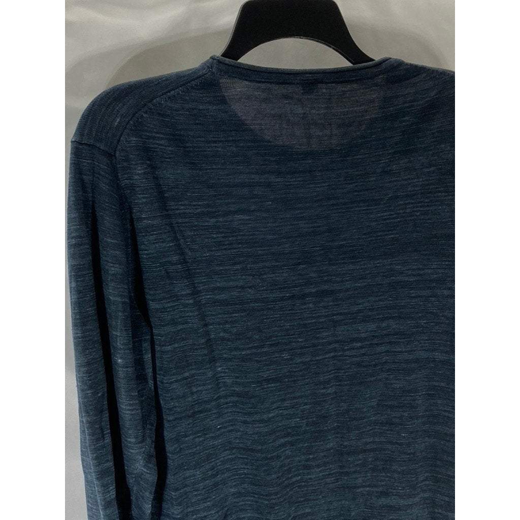 MUJI Men’s Navy Blue Crewneck Knit Long Sleeve Regular Fit Sweater SZ S