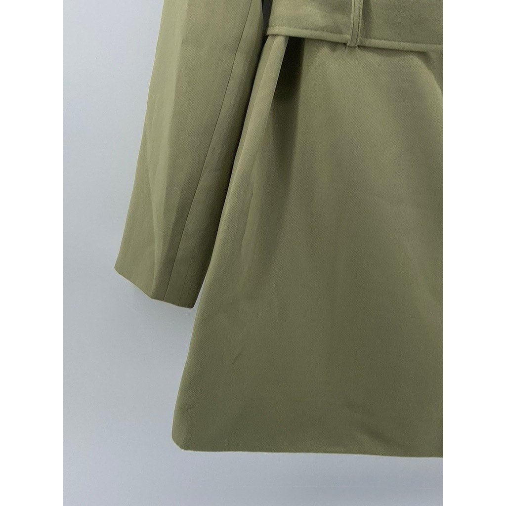 LIONESS Women's Olive Green Button-Up Notch Collar Belted Mini Blazer SZ XS