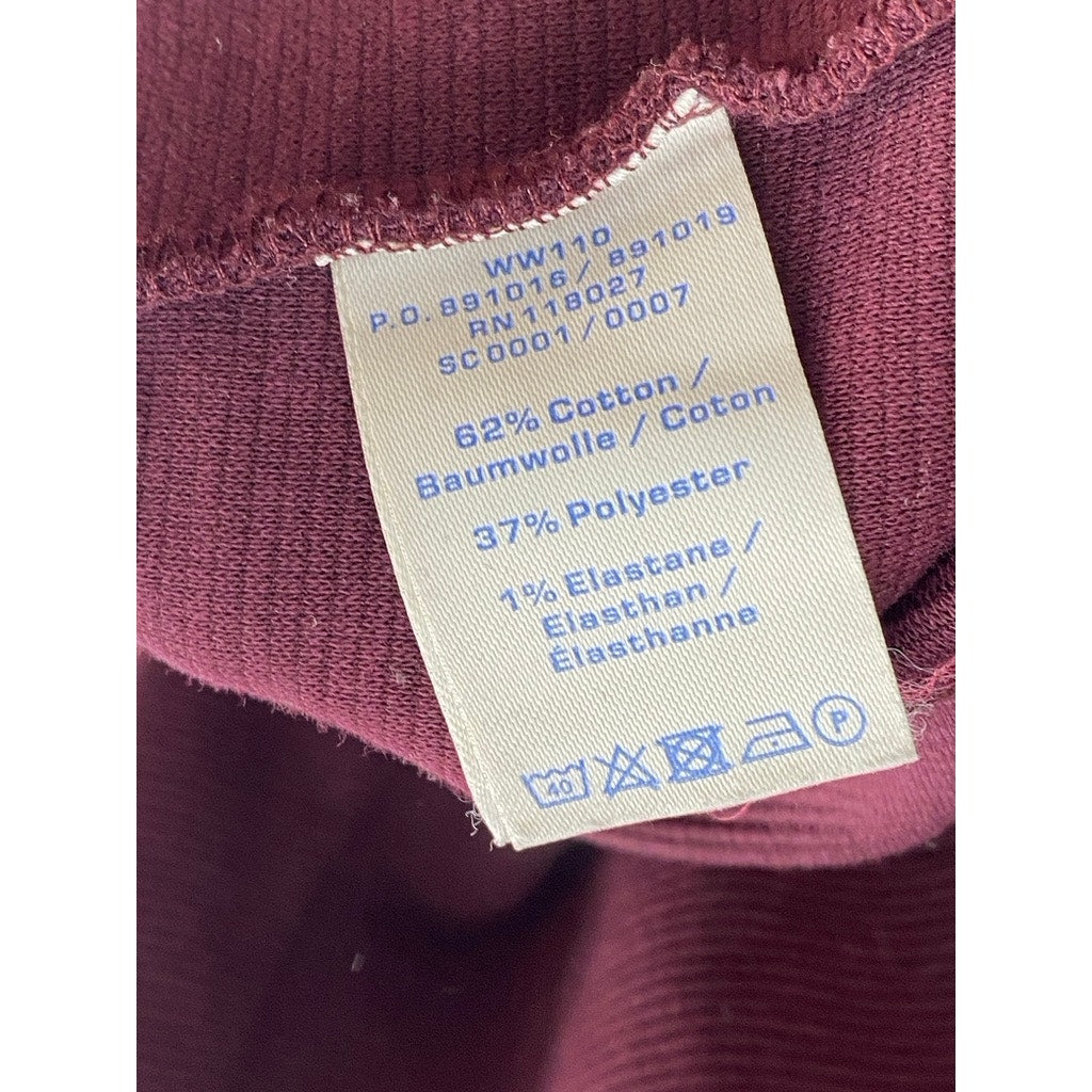 BODEN Women's Burgundy Crewneck Ribbed Regular-Fit 3/4 Sleeve Mini Dress SZ 2