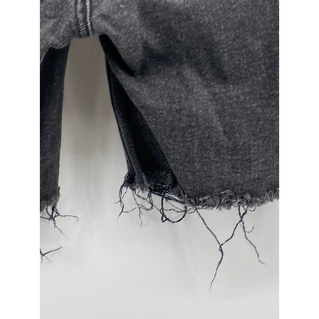 WE THE FREE Women's Black Avery Denim Raw-Hem Cut-Off Bermuda Shorts SZ 27