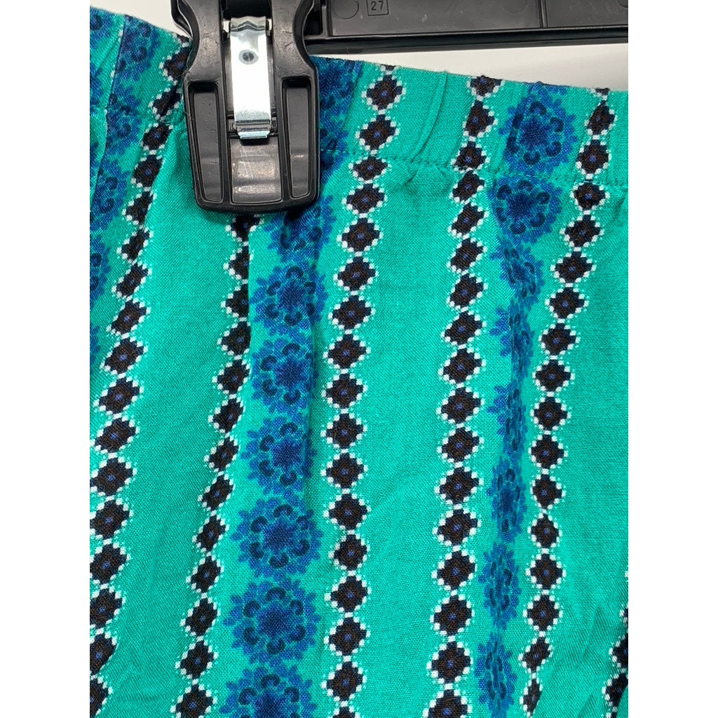 KIRRA Women's Blue-Green Printed Strapless Smocked Tube Top SZ M