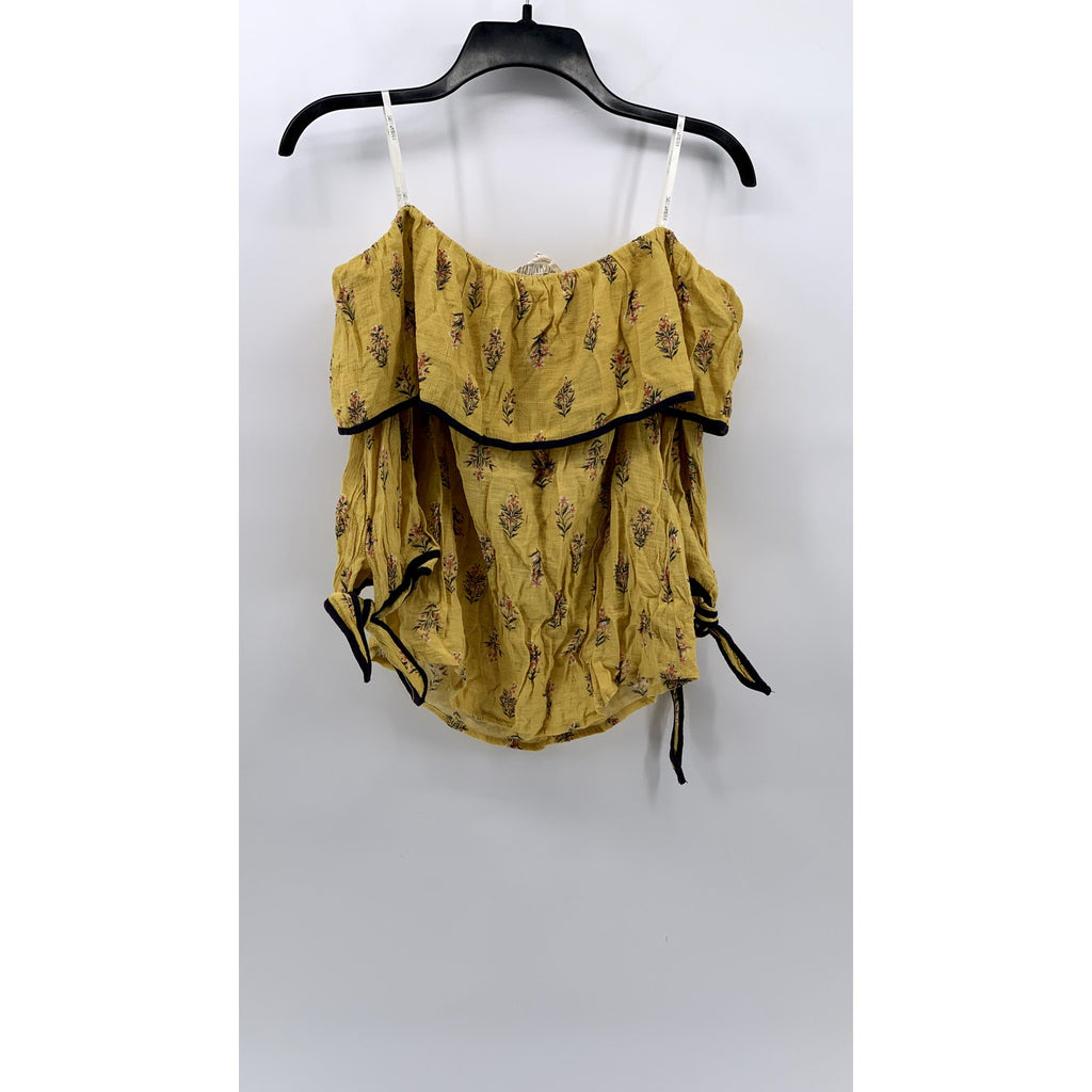 SWEET WANDERER Women's Yellow Floral Print Off-The-Shoulder Overlay Top SZ S