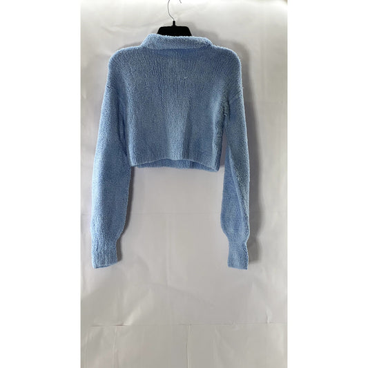 MOM MADE Women's Light Blue Knit Mock-Neck Pullover Sweater SZ S