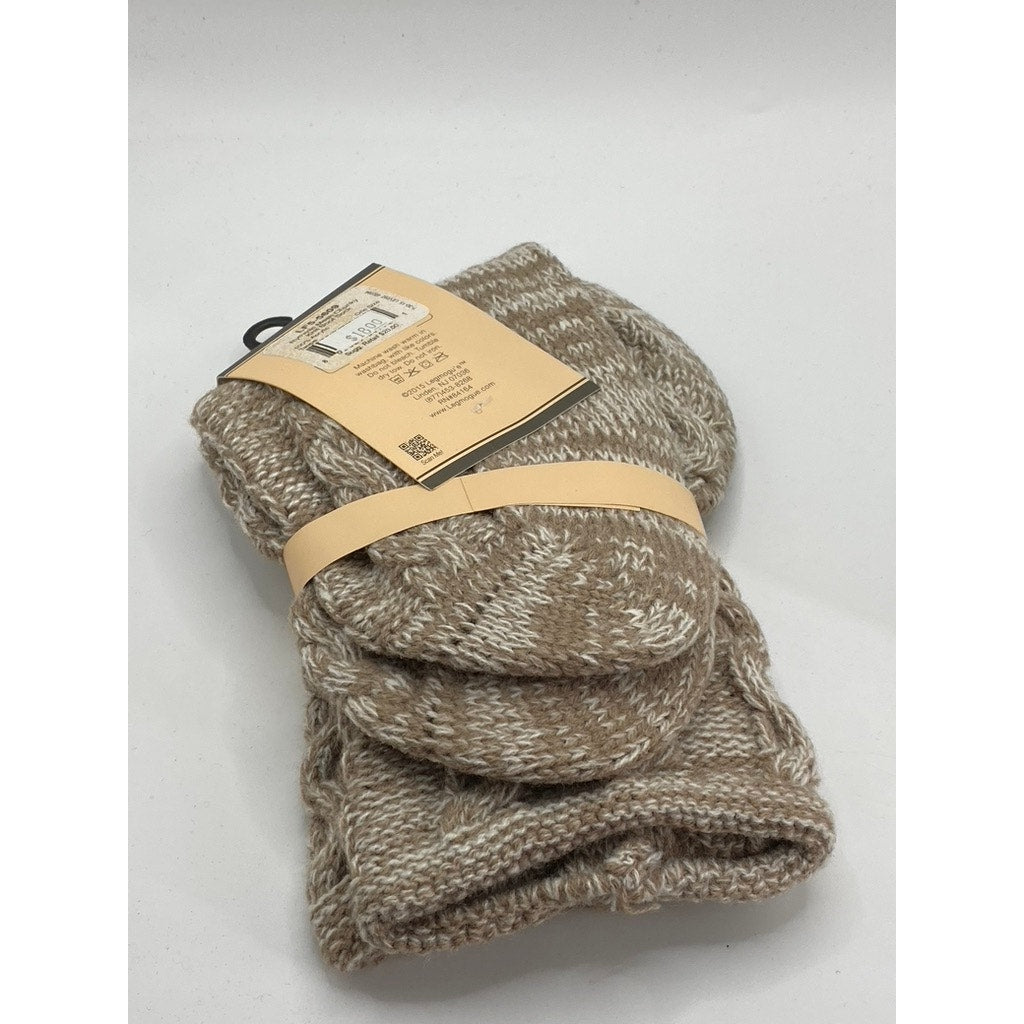 LEGMOGU'E Women's Taupe Rhythmic Mesh Chunky Knit Textured Boot Socks SZ OS